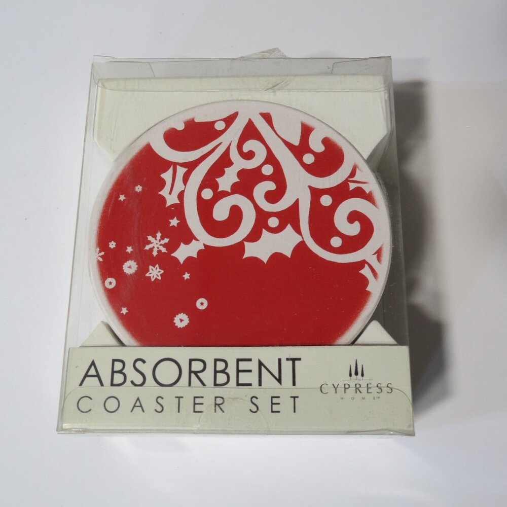 Cypress Red Absorbent Coaster Set